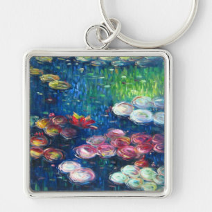 Claude Monet: Näckrosor 3 Fyrkantig Silverfärgad Nyckelring