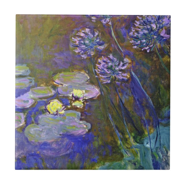 Claude Monet Näckrosor Agapanthus Kakelplatta (Framsidan)