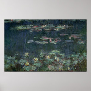 Claude Monet näckrosor: Gröna reflexioner Poster