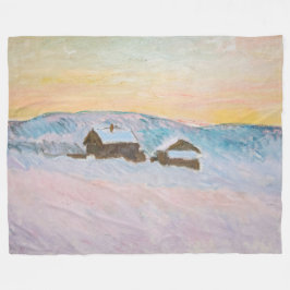 Claude Monet - Norge Liggande, blå hus Fleecefilt