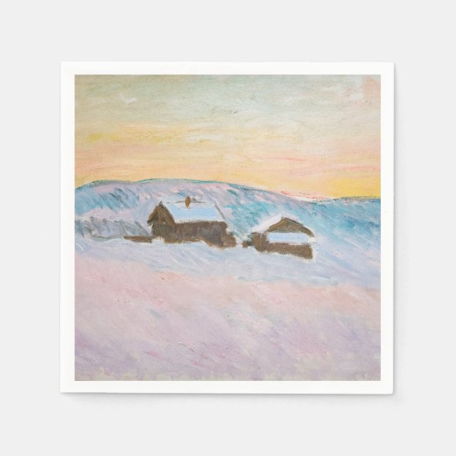Claude Monet - Norge Liggande, blå hus Pappersservett (Framsidan)
