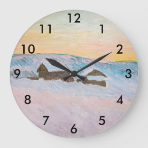 Claude Monet - Norge Liggande, blå hus Stor Klocka