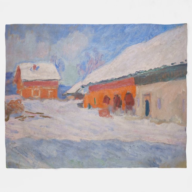 Claude Monet - Norge, Röda hus i Bjornegaard Fleecefilt (Framsidan (Horisontell))