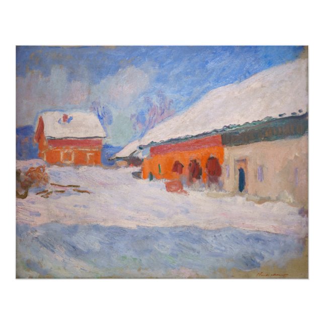 Claude Monet - Norge, Röda hus i Bjornegaard Fototryck (Framsidan)