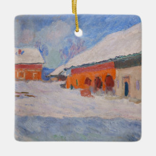 Claude Monet - Norge, Röda hus i Bjornegaard Julgransprydnad Keramik