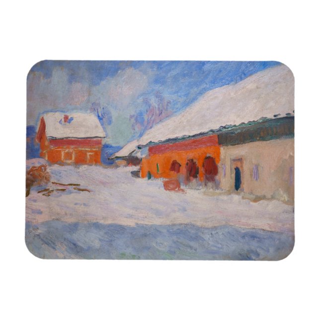 Claude Monet - Norge, Röda hus i Bjornegaard Magnet (Horisontell)