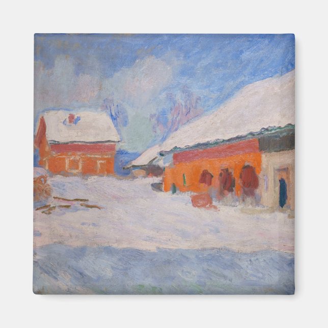 Claude Monet - Norge, Röda hus i Bjornegaard Magnet (Framsidan)