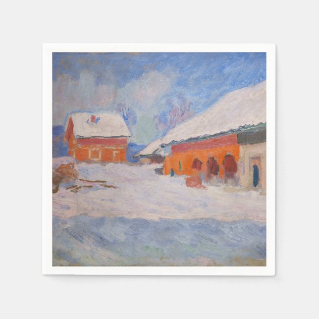 Claude Monet - Norge, Röda hus i Bjornegaard Pappersservett (Framsidan)