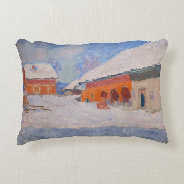 Claude Monet - Norge, Röda hus i Bjornegaard Prydnadskudde (Framsidan)