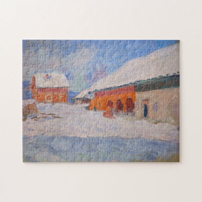 Claude Monet - Norge, Röda hus i Bjornegaard Pussel (Horisontell)
