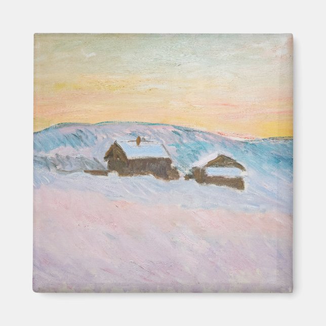 Claude Monet - Norsk landskap, Blå hus Magnet (Framsidan)