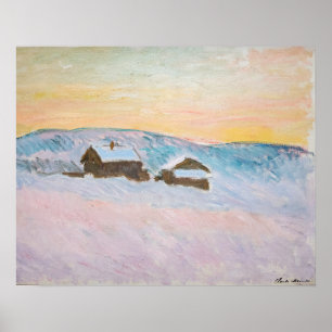 Claude Monet - Norsk landskap, Blå hus Poster
