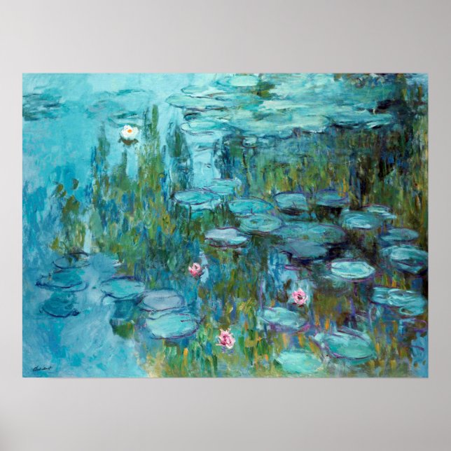 Claude Monet Nympheas Vatten Lilies Flowers Pond Poster (Framsidan)