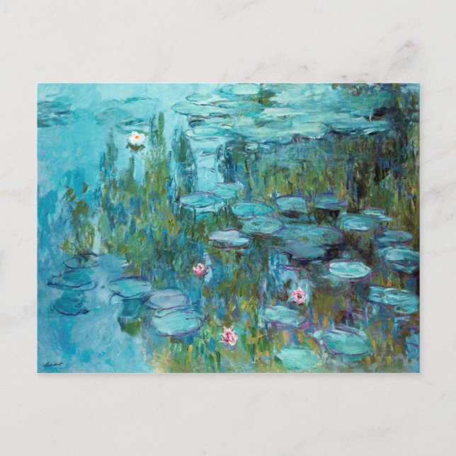 Claude Monet Nympheas Vatten Lilies Flowers Pond Vykort (Framsida)