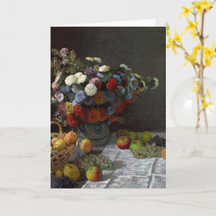 Claude Monet och fortfarande Liv med blommor och f Kort
