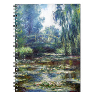 Claude Monet överbryggar över näckrosdamm Anteckningsbok Med Spiral