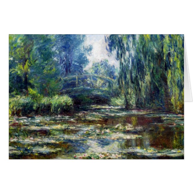 Claude Monet överbryggar över näckrosdamm Hälsningskort (Framsidan Horizontal)