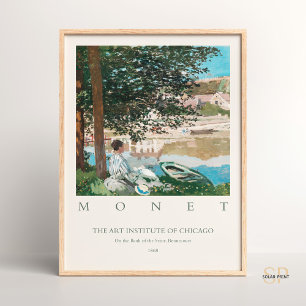 Claude Monet på Seine Bennecourts bank Poster