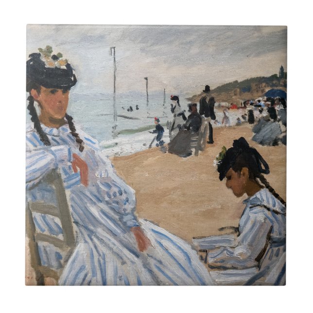 Claude Monet - På stranden vid Trouville Kakelplatta (Framsidan)