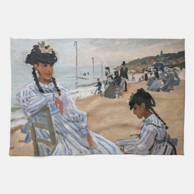 Claude Monet - På stranden vid Trouville Kökshandduk (Horisontell)