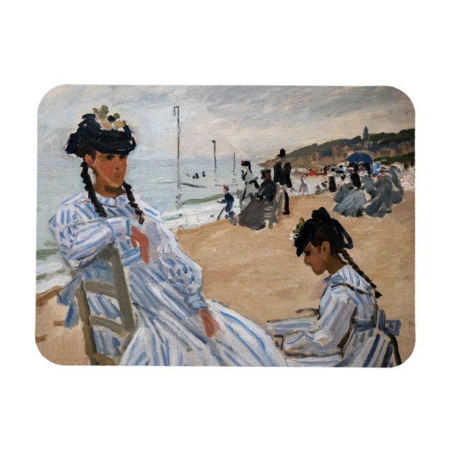 Claude Monet - På stranden vid Trouville Magnet (Horisontell)