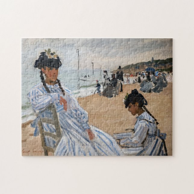 Claude Monet - På stranden vid Trouville Pussel (Horisontell)