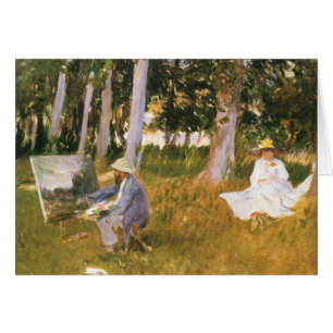Claude Monet Painting, Kant of a Wood by Sargent Hälsningskort