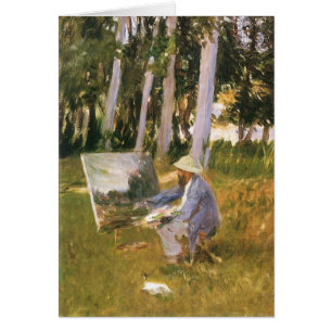 Claude Monet Painting, Kant of a Wood by Sargent Hälsningskort