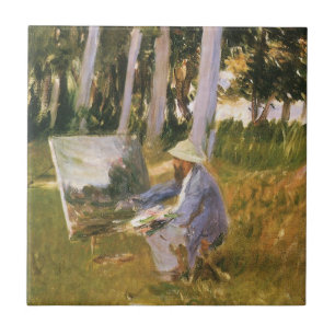 Claude Monet Painting, Kant of a Wood by Sargent Kakelplatta