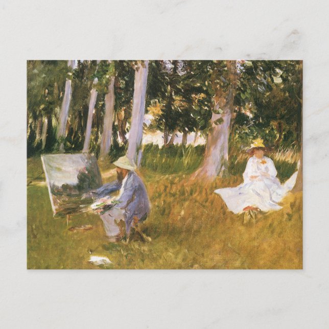 Claude Monet Painting, Kant of a Wood by Sargent Vykort (Framsida)