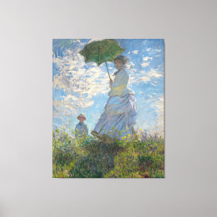 Claude Monet Painting of Dam with Parasol Canvastryck