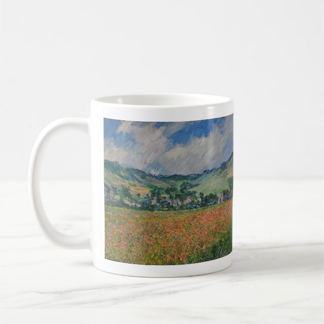 Claude Monet Painting, Poppy Fält vid Giverny Kaffemugg (Vänster)