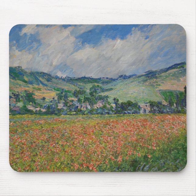 Claude Monet Painting, Poppy Fält vid Giverny Musmatta (Framsidan)
