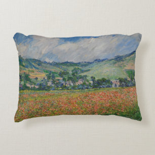 Claude Monet Painting, Poppy Fält vid Giverny Prydnadskudde