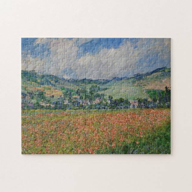 Claude Monet Painting, Poppy Fält vid Giverny Pussel (Horisontell)