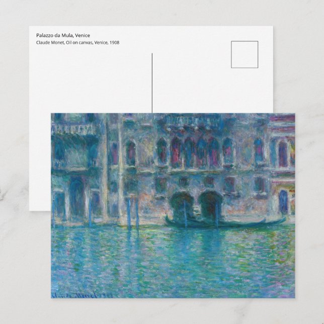 Claude Monet - Palazzo da Mula Vykort (Fram/baksida)
