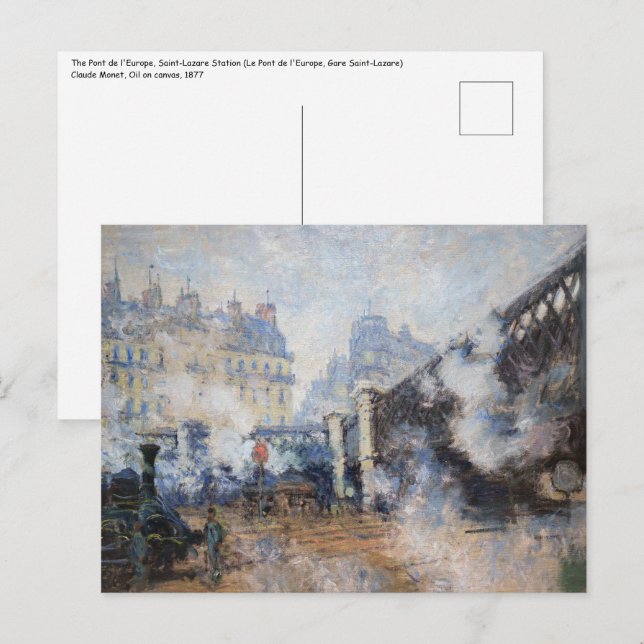 Claude Monet - Pont de l'Europe, Gare Saint-Lazare Vykort (Fram/baksida)