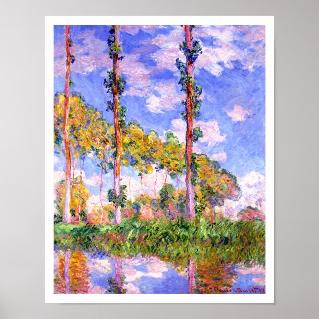 Claude Monet - Poplars i Sol Poster (Framsidan)