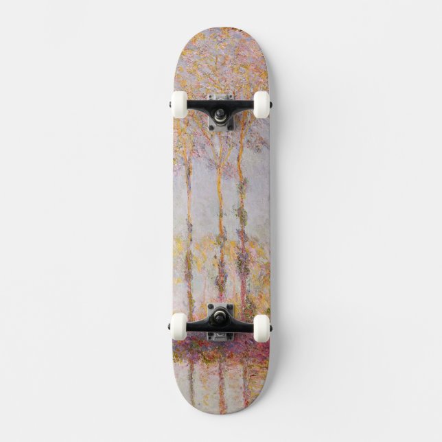 Claude Monet | Poplars på banker av Epten Skateboard Bräda 20,5 Cm (Framsida)