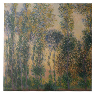 Claude Monet - Poplars vid Giverny, Sunrise Kakelplatta