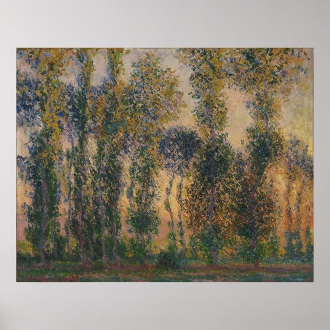 Claude Monet - Poplars vid Giverny, Sunrise Poster (Framsidan)