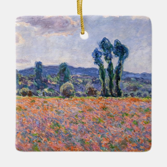 Claude Monet - Poppy Fält 1890 (Giverny) Julgransprydnad Keramik (Framsida)