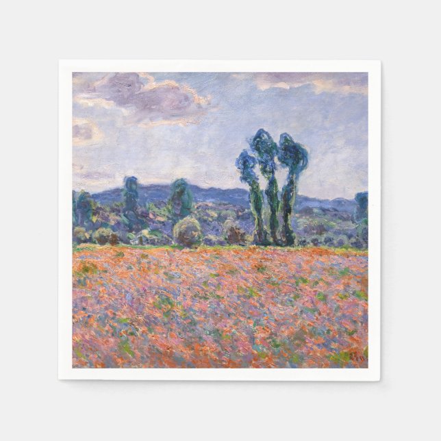Claude Monet - Poppy Fält 1890 (Giverny) Pappersservett (Framsidan)