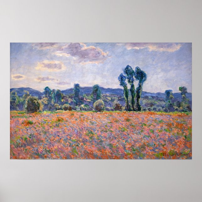 Claude Monet - Poppy Fält 1890 (Giverny) Poster (Framsidan)
