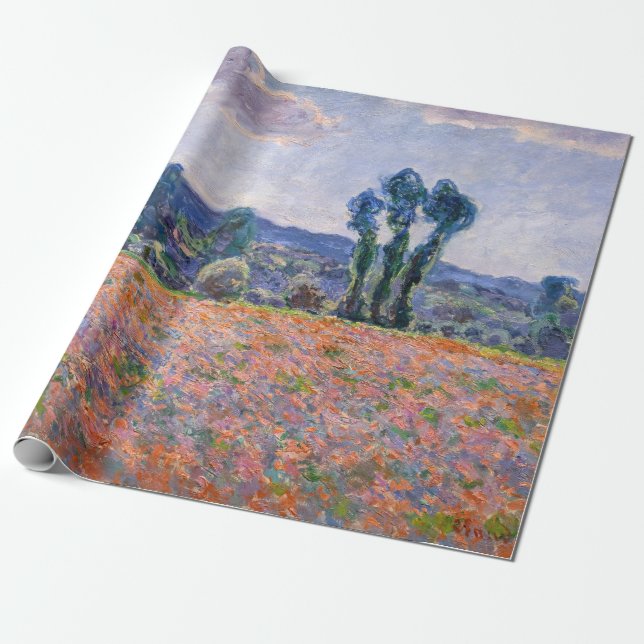 Claude Monet - Poppy Fält 1890 (Giverny) Presentpapper (Utrullad)