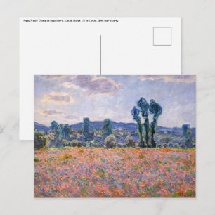 Claude Monet - Poppy Fält 1890 (Giverny) Vykort