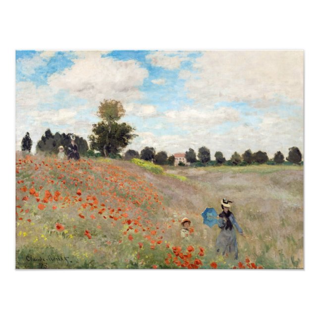 Claude Monet - Poppy Fält Fototryck (Framsidan)