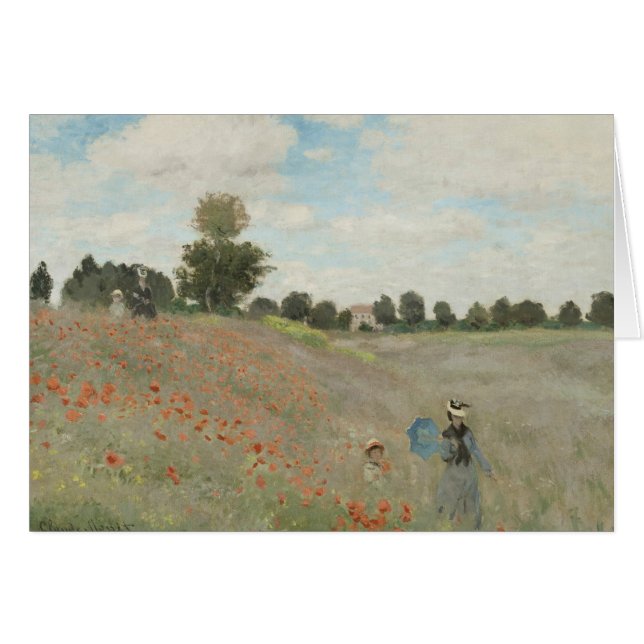 Claude Monet - Poppy Fält Hälsningskort (Framsidan Horizontal)