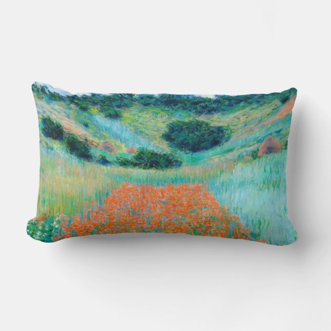 Claude Monet Poppy fält i hål nära giverny Lumbarkudde (Framsida)