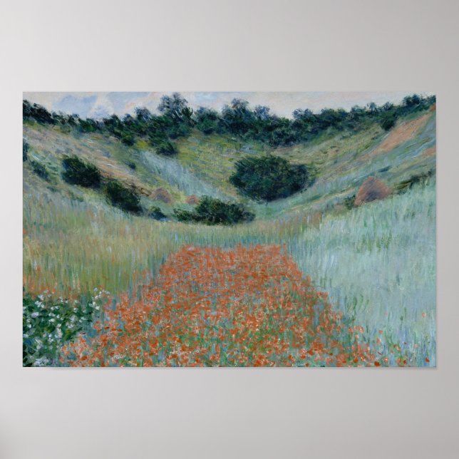 Claude Monet - Poppy Fält i Hollow nära Givern Poster (Framsidan)